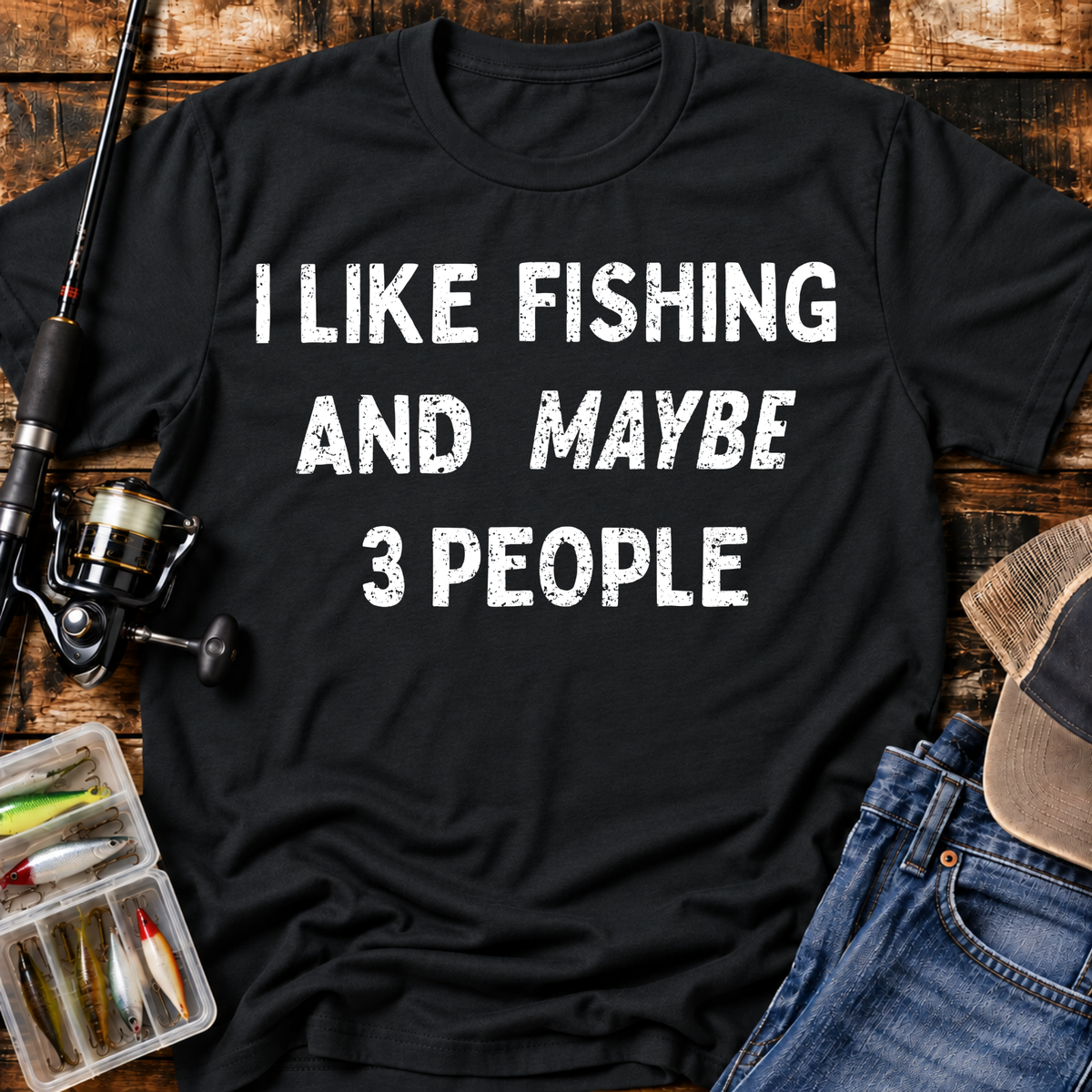 I Like Fishing And Maybe 3 People T‑Shirt